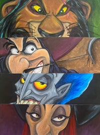 a painting of disney villains and their faces